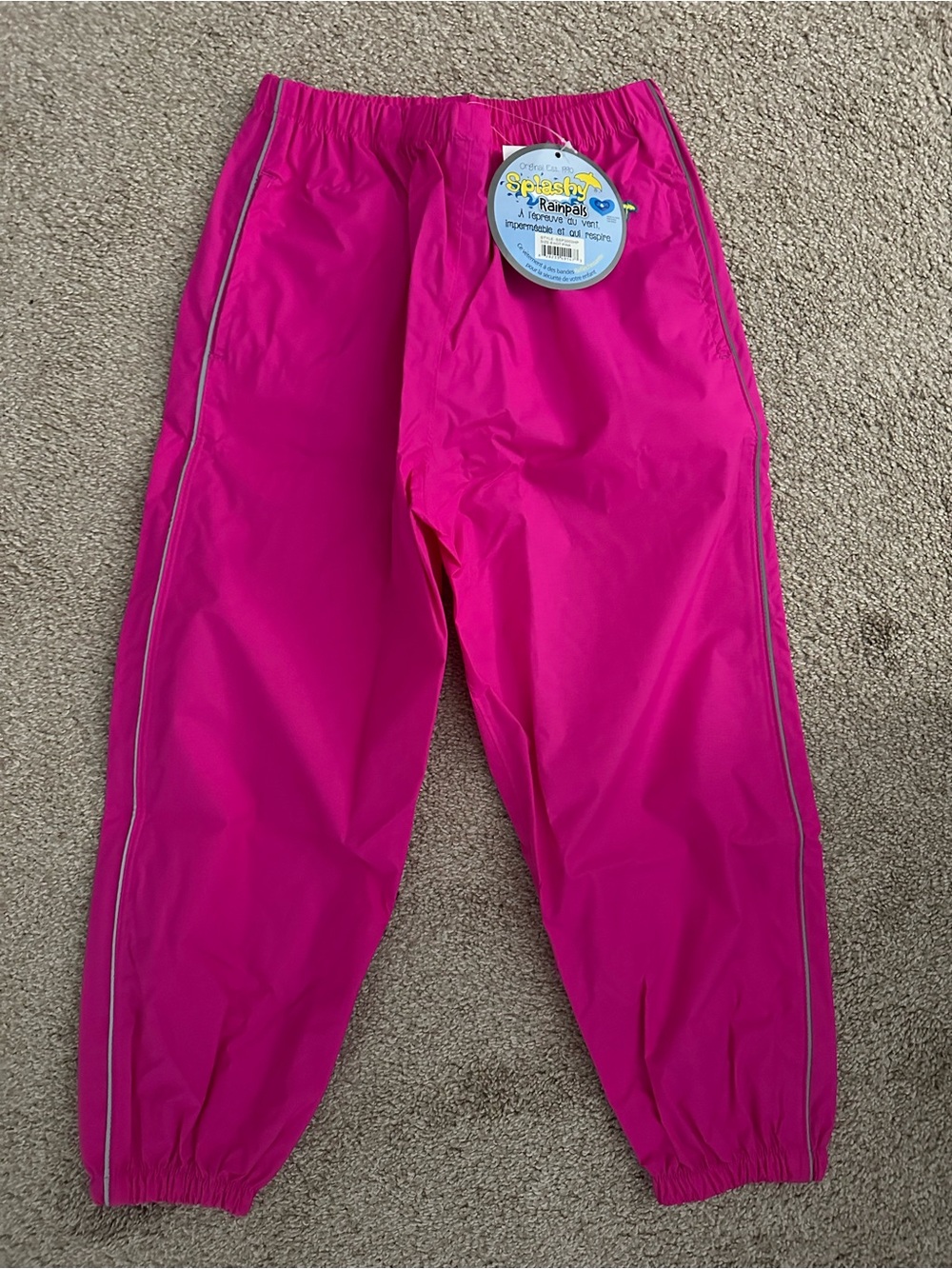 Hot Pink Children’s Rain Pants with Reflective Trim